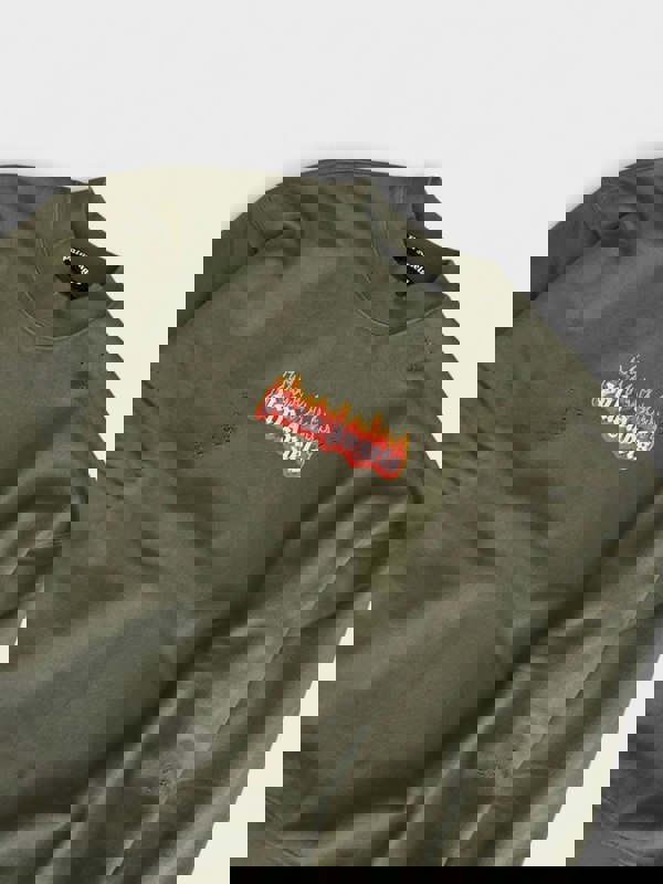 Palm Angels Burning Logo Sweatshirt Military Green - Supplied FashionPalm Angels