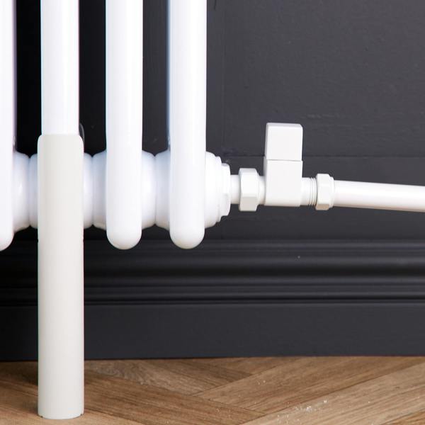 Flode Straight Square Manual Radiator Valve Pack | 15mm x 1/2″ | Matt White