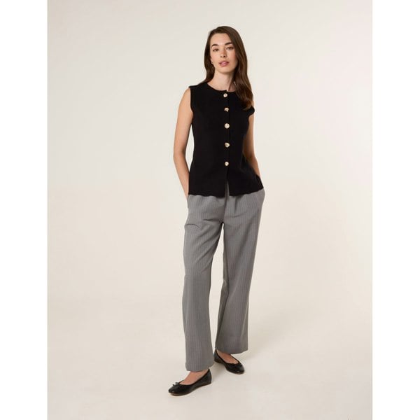 Blue Vanilla Button Front Tailored Vest