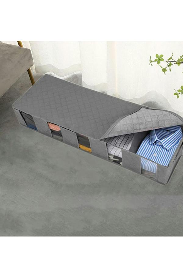 Non-woven Fabric Underbed Storage Bags with Handles and Zipper Clothes Organiser Box