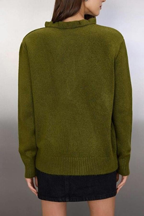WOVCOR Collar-Detail Soft-Textured Knit Sweater
