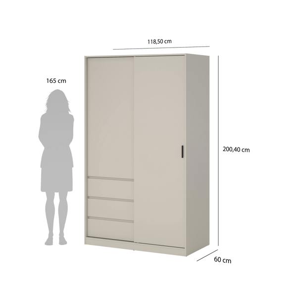 Furniture To Go Naia Wardrobe with 1 Sliding Door 1 Std Door & 3 Drawers in Cashmere