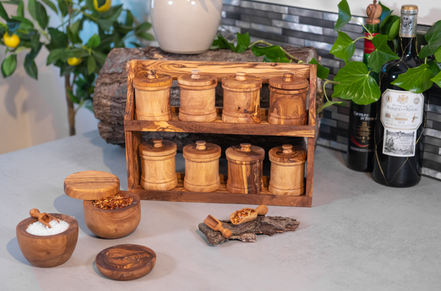 Verano Spanish Ceramics Olive Wood - 9Cm Salt/Sugar Pot With Lid