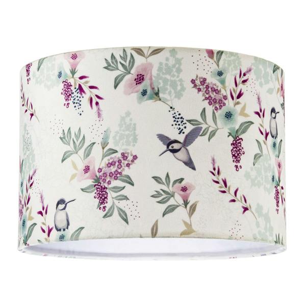 Charming Botanical Woodland-Inspired Velvet Fabric Circular Lampshade Image 1