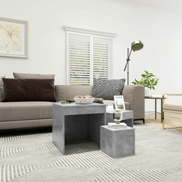 Berkfield Nesting Tables 3 pcs Concrete Grey Engineered Wood