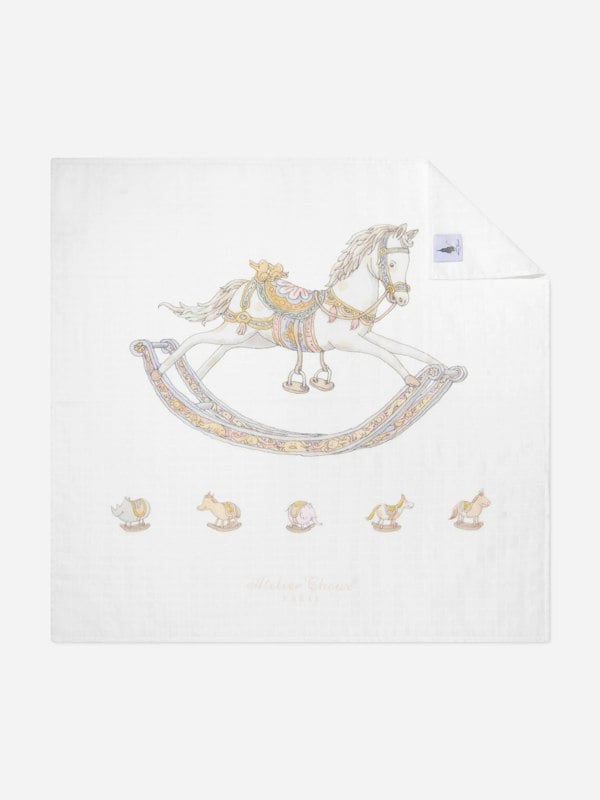 Atelier Choux Baby Rocking Horse Swaddle in White (100cm)