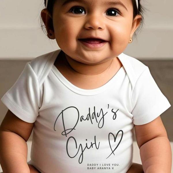 Personalised Daddy's Girl Baby Grow, Vest or Bib with Name