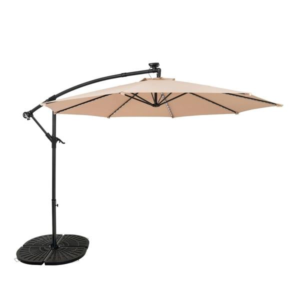 Monstershop LED Cantilever Parasol 3m With Full Fan Base – Beige