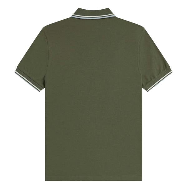 Fred Perry Twin Tipped Polo Shirt Laurel Wreath Green/Ecru/Dusky Blue