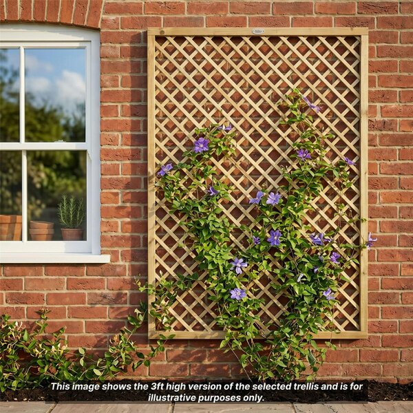 Premier Garden Supplies Standard Elite Diamond Fence Panel Topper 6ft x 1-4ft Garden Trellis 1ft-4ft, Decorative Lattice Wall-Mount, Treated - Wood - 3, 4 or 5