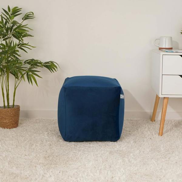 Rucomfy Velvet Cube Bean Bag Pouffe Footstool