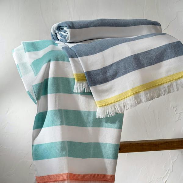 Navy Striped Beach Towels - stripe, lightweight, close-up detail 2 | Soak and Sleep