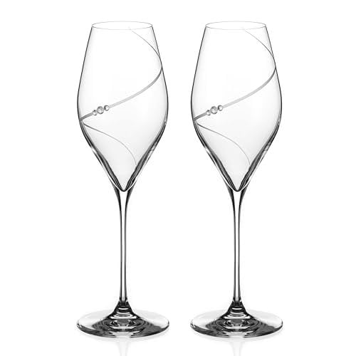 Diamante Swarovski Prosecco Glasses Pair - 'Silhouette' Pair