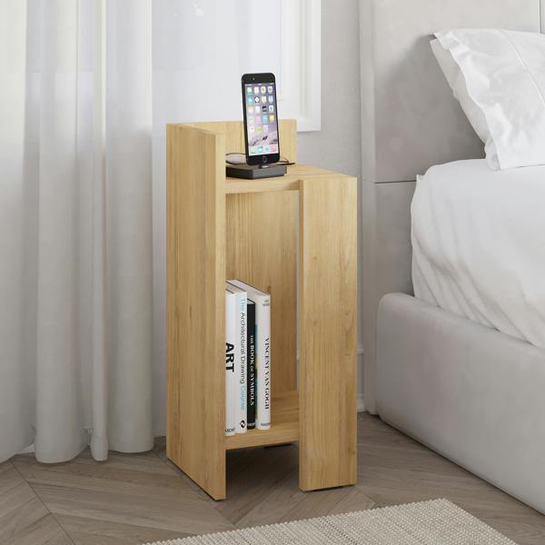 Decortie Elos Bedside Tables Set of 2 Modern Narrow Design with Storage Shelves Right&Left 25x25x60cm