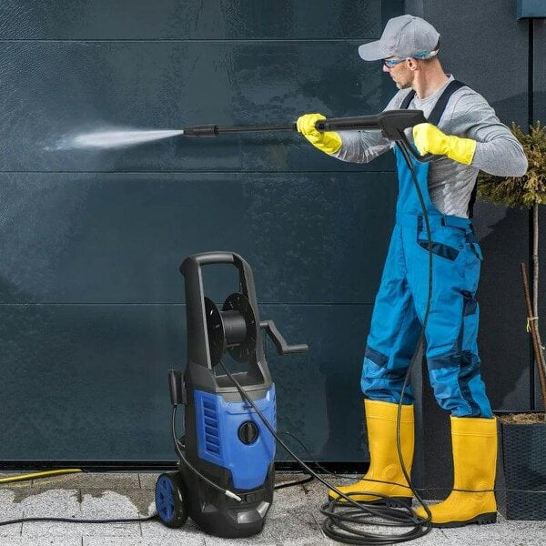 2200W High Pressure Washer, 170 Bar Pressure Washer with Adjustable Nozzle and 6M Hose, 32W x 32D x 80H cm Blue - Blue