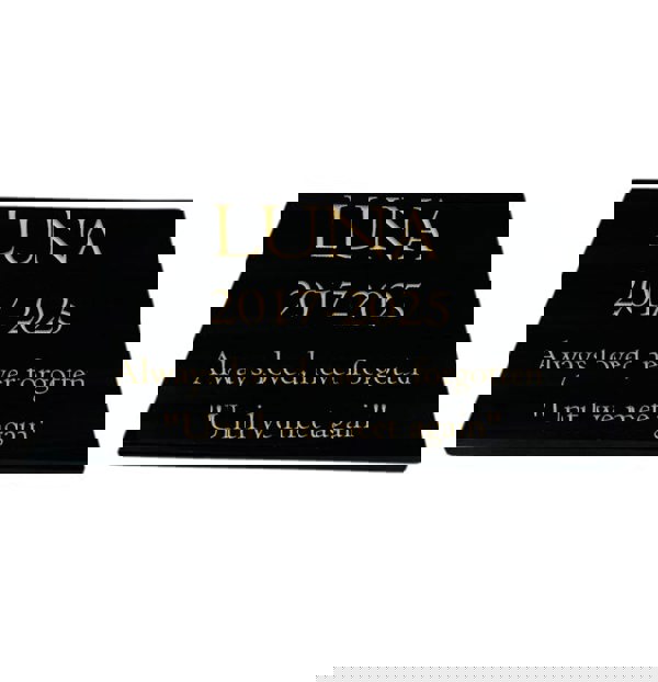 Memorials Direct Cat Memorial Plaque – Premium Black Granite (Plain Solid Design) – Available in Standard & Large Sizes