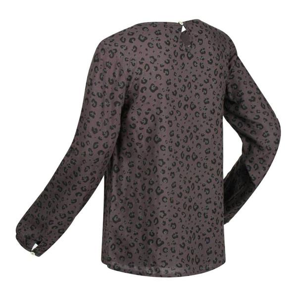 Regatta Womens/Ladies Hadria Leopard Print Keyhole Long-Sleeved Blouse - Black - 