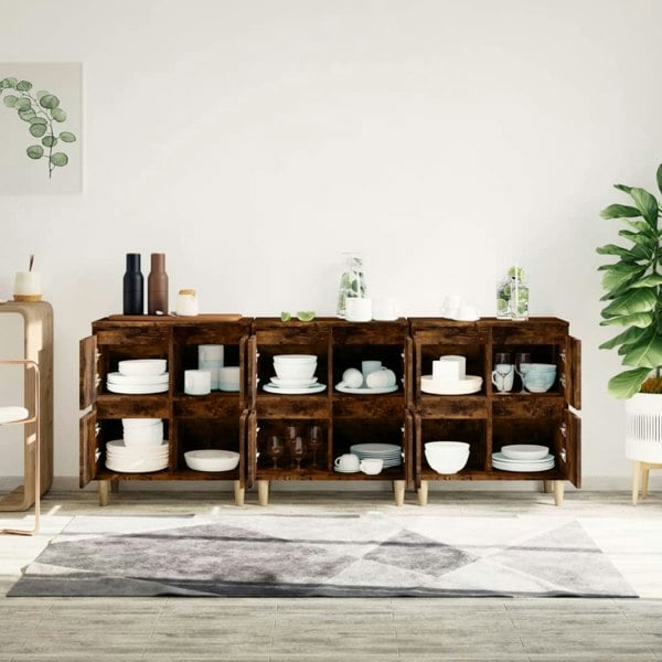 Berkfield Sideboards 3 pcs Smoked Oak 60x35x70 cm Engineered Wood