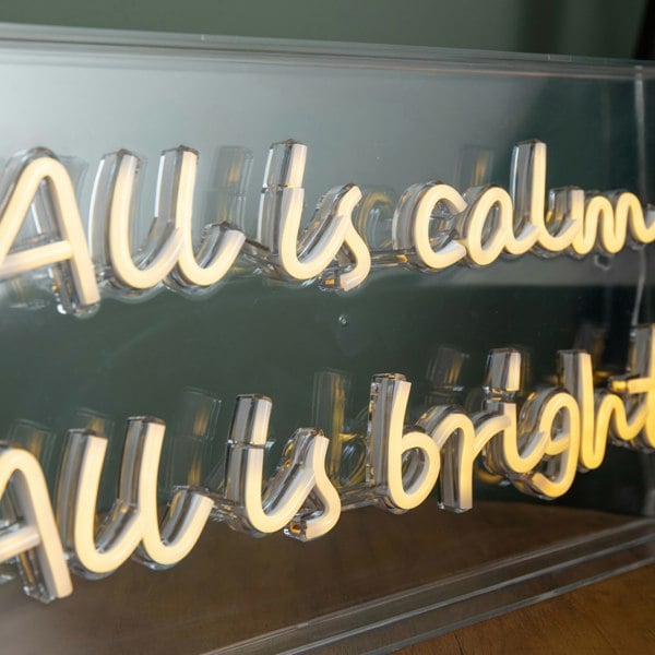 Samuel Alexander 43cm Light up All is Calm Neon Flex Christmas Sign in Warm White