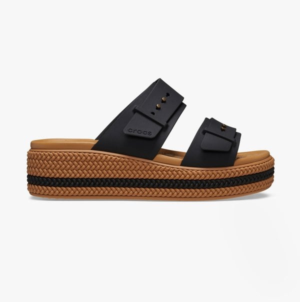 Crocs 209978-001 BROOKLYN WOVEN BUCKLE Womens Sandals Black