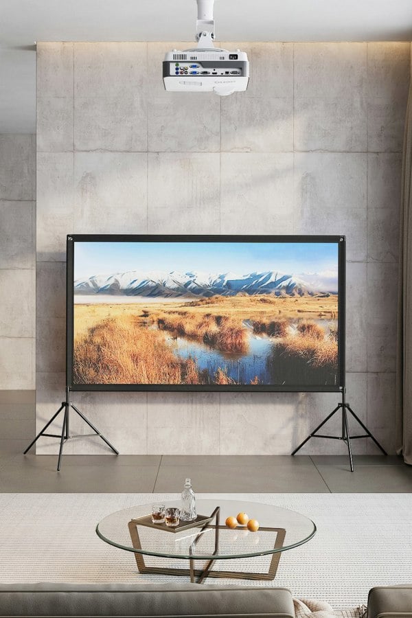 Living and Home 84" 3D 4K HD Outdoor Indoor 16:9 4K Portable Projector Screen with Stand