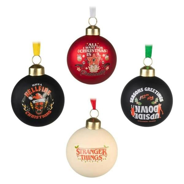 Grupo Eric Stranger Things Set of 4 Christmas Baubles Multi