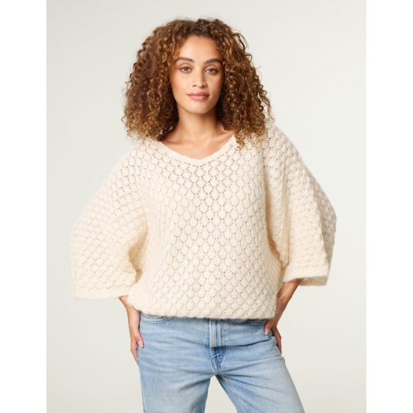 Blue Vanilla Pointelle Knit Batwing Jumper