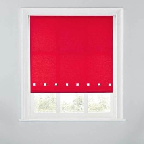 A.Unique Home Trimmable Square Eyelet Roller Blind - 2FT - RED - 60cm(W)x170cm(L)