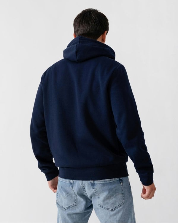 Lacoste Mens Fleece Full-Zip Hoodie - Navy Blue 166