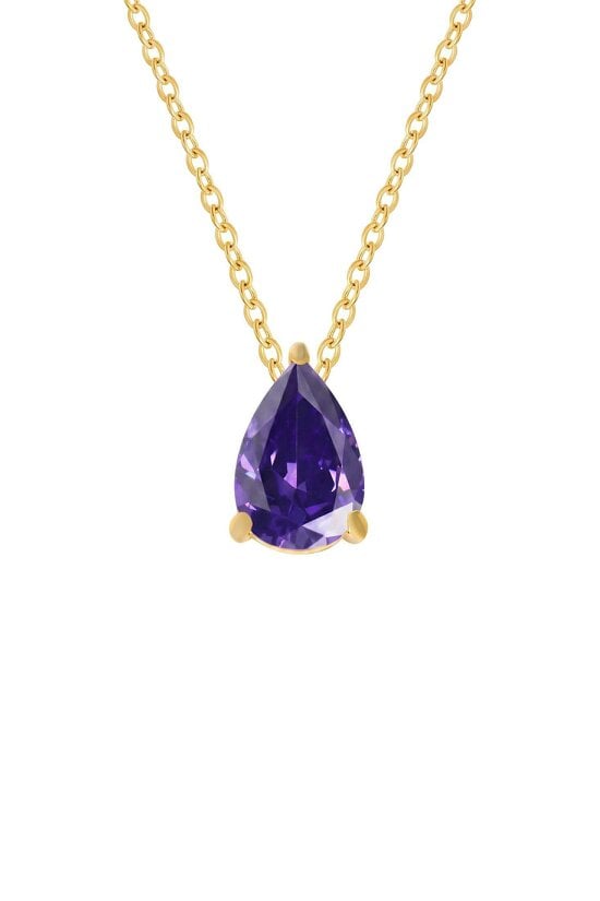 Latelita Adele Teardrop Necklace Gold Amethyst