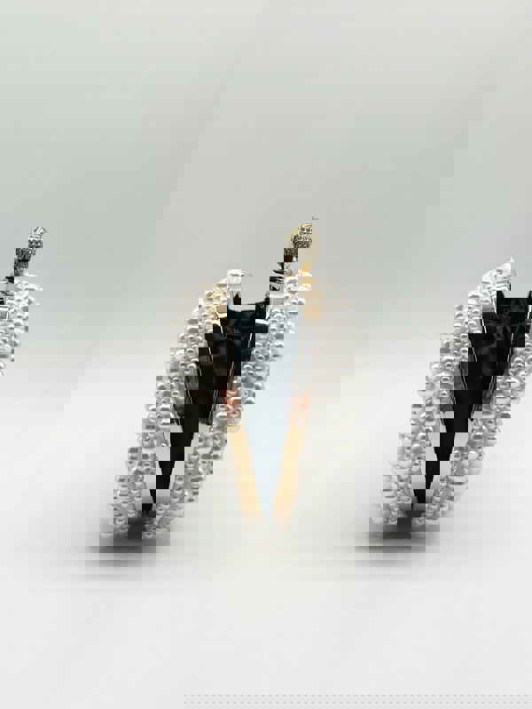 SVNX White Pearl beaded clutch bag