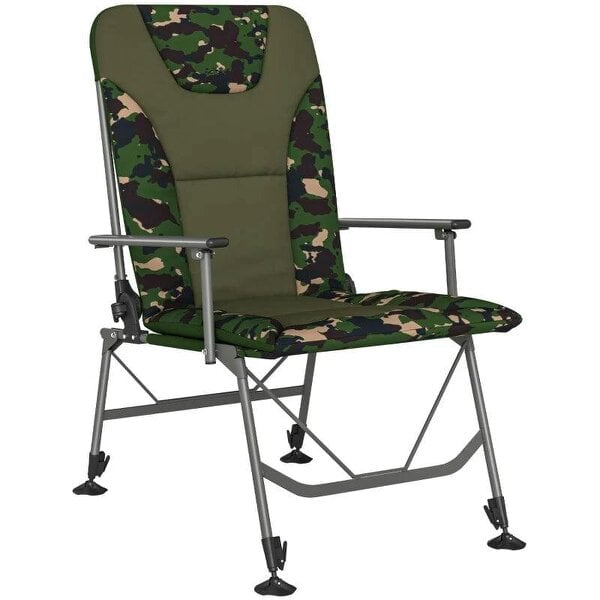 Camping Chair Padded Reclining Folding Chair with Wide Armrests for Adults Camouflage