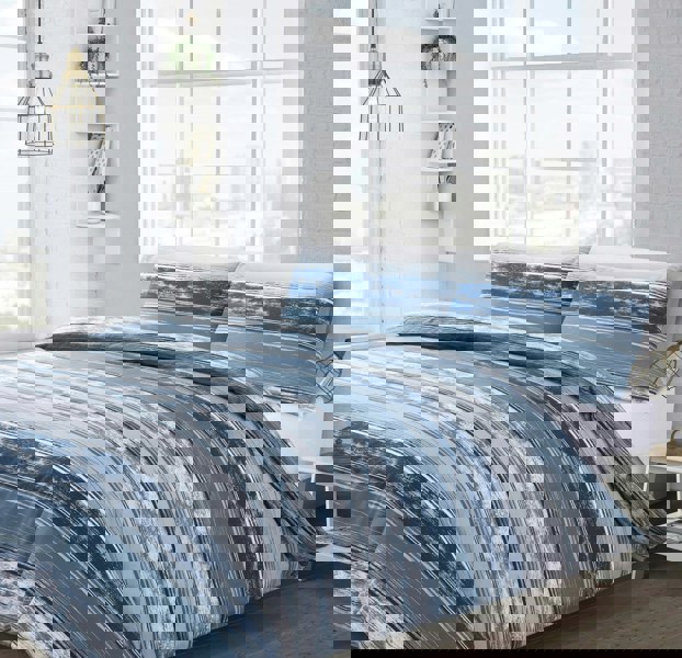 Velosso Brooklyn Stripe Printed Cotton Blend Duvet Cover and Pillowcase Set