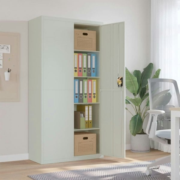 Berkfield File Cabinet Light Grey 90x40x180 cm Steel