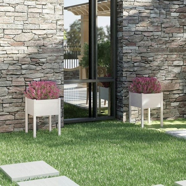 Berkfield Garden Planters 2 pcs White 50x50x70 cm Solid Pinewood