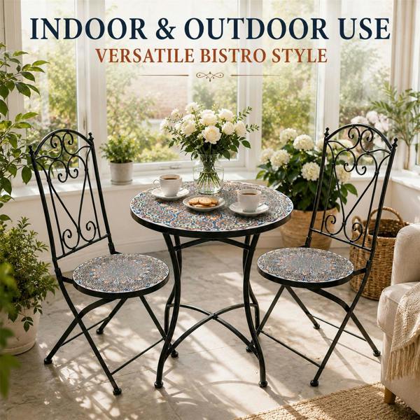 60cm Cairo Mosaic Bistro Set image 11