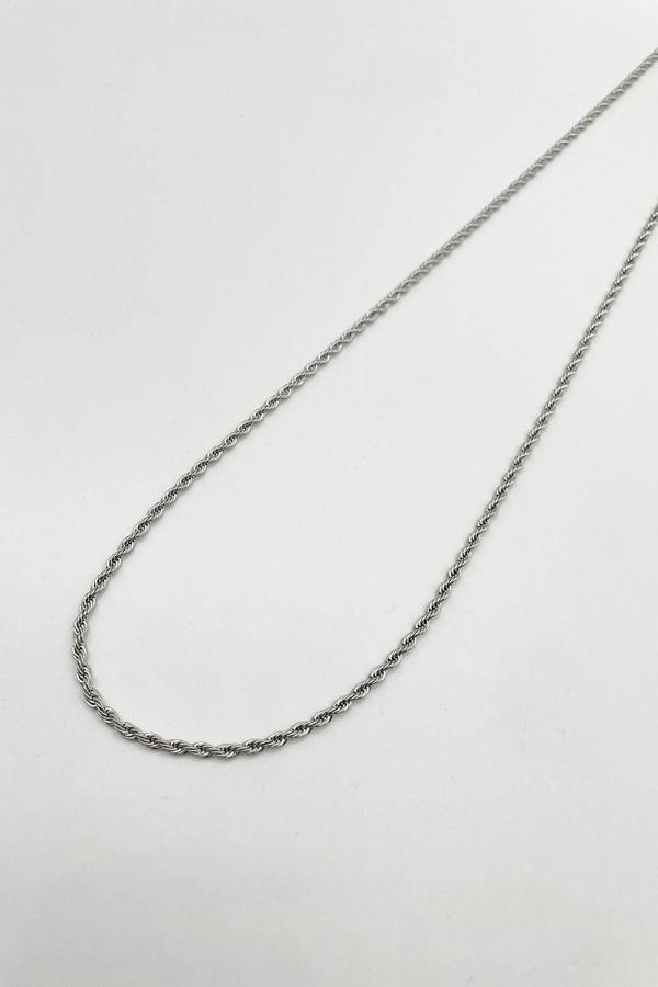 SVNX Rope Chain Necklace & Bracelet Set in Silver