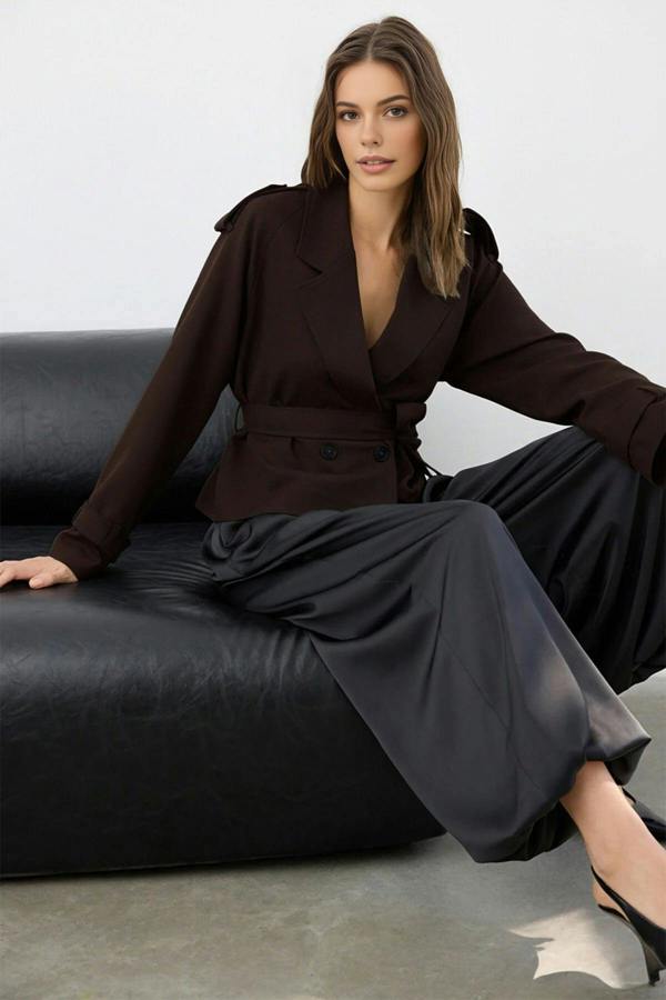 WOVCOR Woven Crop Blazer Jacket