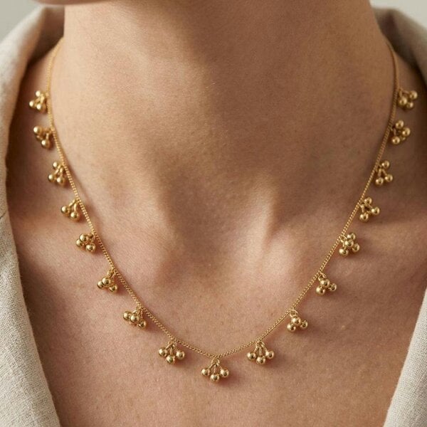 The Colourful Aura Gold Ball Cluster Charm Necklace | 18ct Gold Plated
