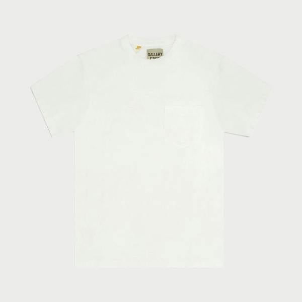 Supplied Fashion Gallery Dept white vintage cotton t-shirt with a single chest pocket and relaxed fit.