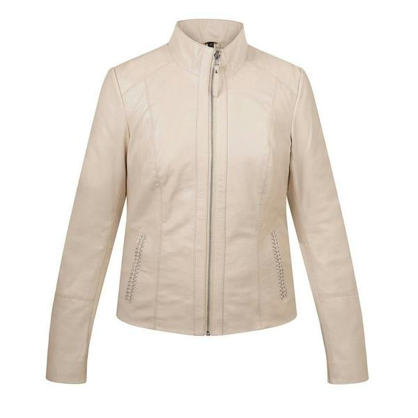 Women’s Cream Leather Jacket – Reilly 1
