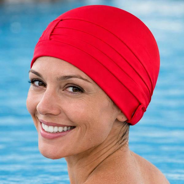 Aqua Speed Ladies Comfortable Fabric Swimming Cap | Turban Style Lightweight Swim Cap