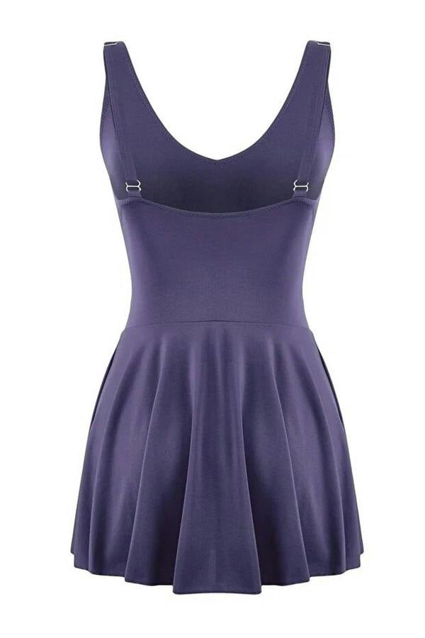 WOVCOR Draped V-Neck Covered Basic Skirt Swimsuit