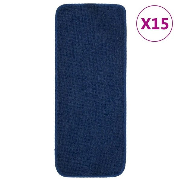 Berkfield Anti Slip Stair Mats 15 pcs 60x25 cm Navy Blue Rectangular