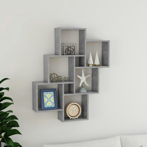 Berkfield Wall Cube Shelf Concrete Grey 78x15x93 cm Engineered Wood