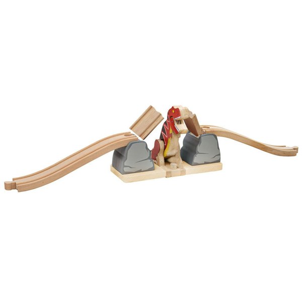 Bigjigs Rail Wooden T-Rex Bursting Bridge