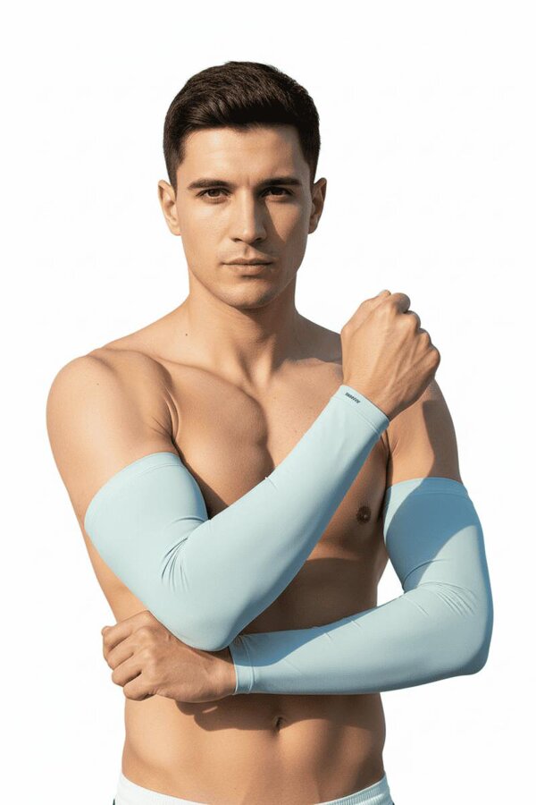Anniou Men's UV Protection Arm Sleeves - light blue