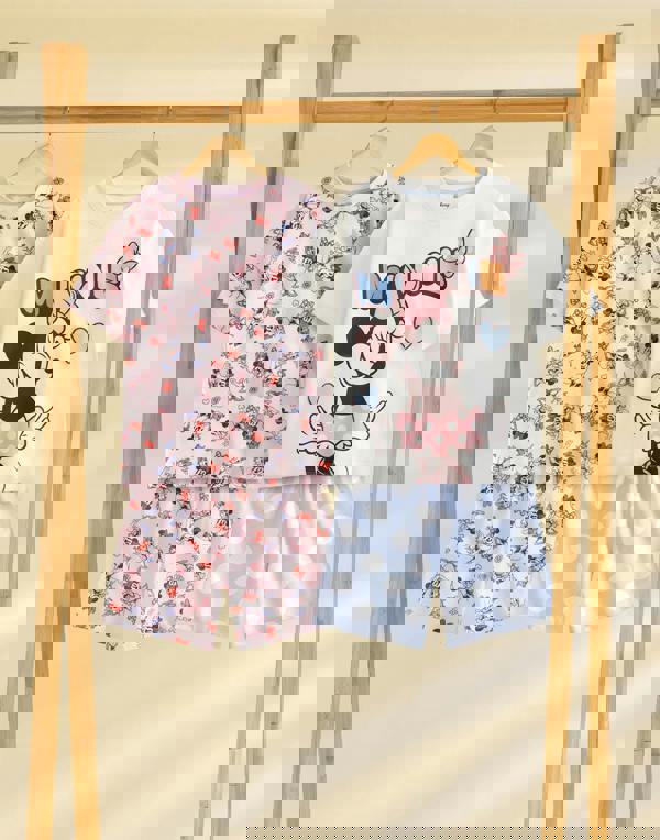 Disney Minnie Girls Multicoloured Multi Character Multi-Pack of 2 Short Sleeve Short Leg Pyjama Set