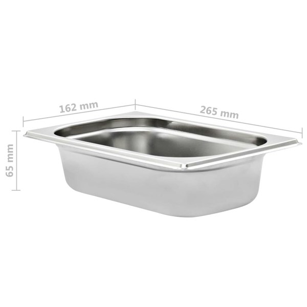Berkfield Gastronorm Containers 8 pcs GN 1/4 65 mm Stainless Steel