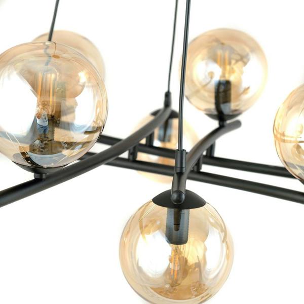 Emibig ESSA Pendant lamp 8 x E14 Black with Amber Shade